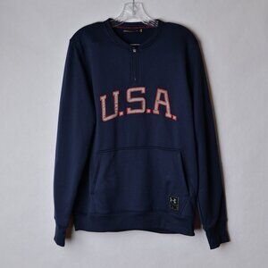 Under Armour Muhammad Ali USA 1/4 Zip Crewneck Pullover Sweatshirt Men's M Blue